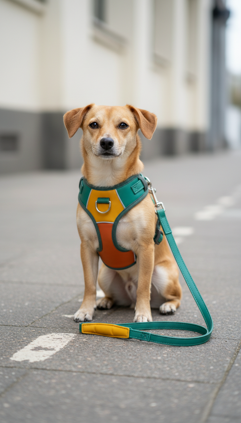 Faux leather streetwear pet harness
