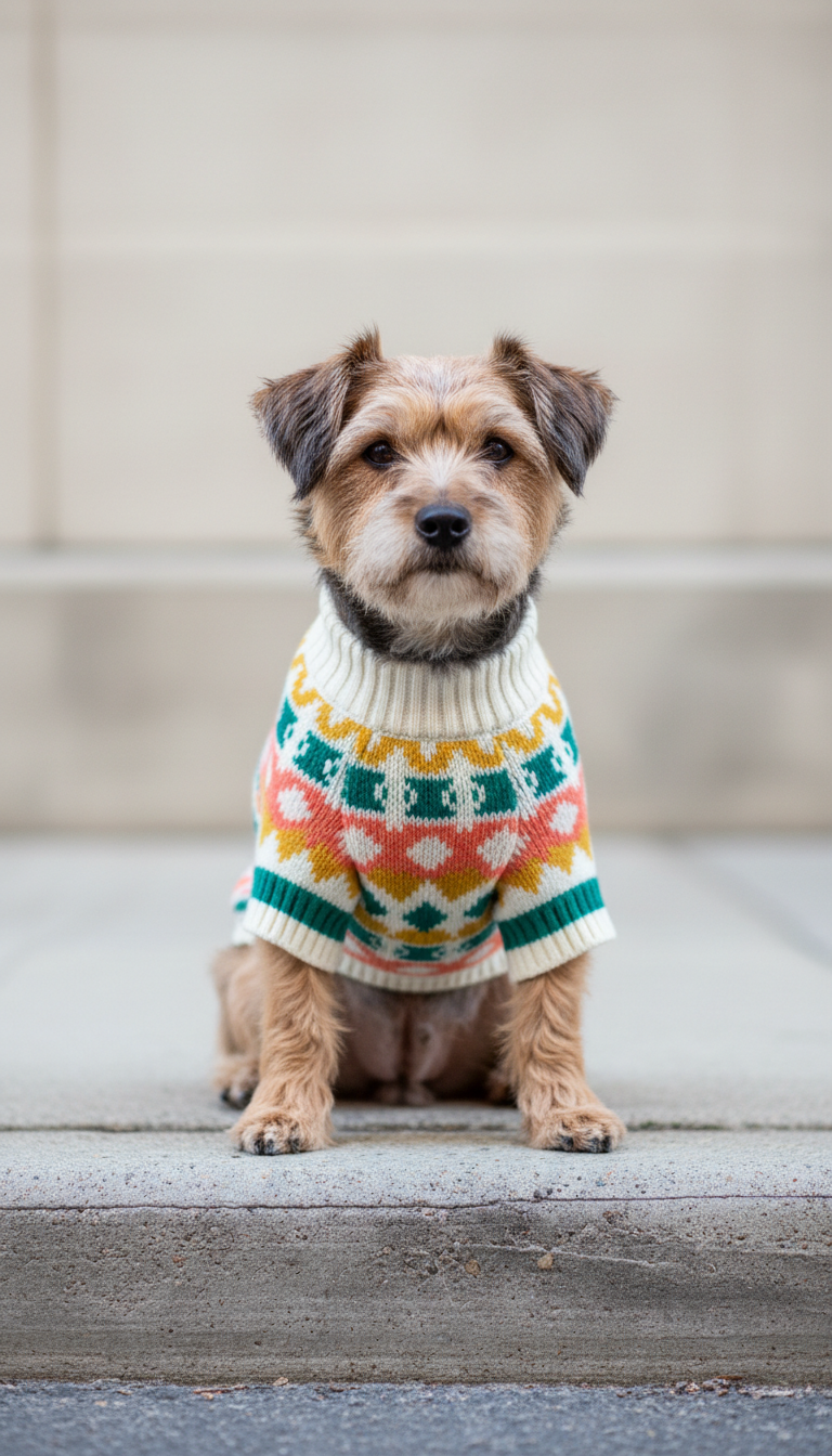 Coral pop patterned dog sweater