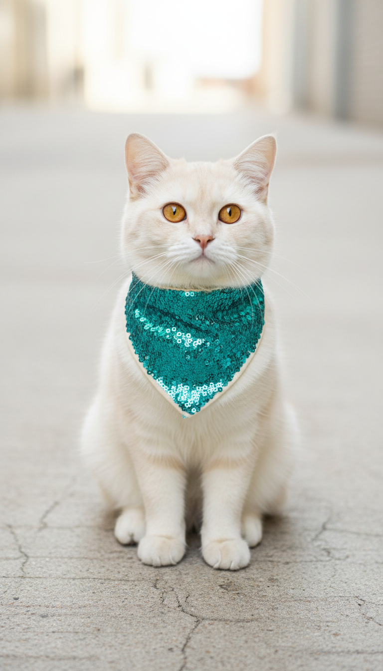 Urban teal sequin cat bandana